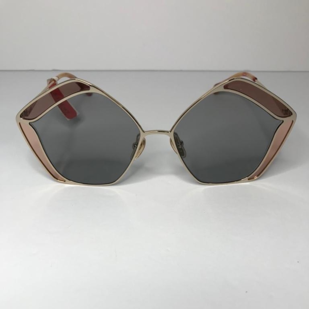 New authentic💯- CHLOE CH0024S 002 Round Gold Pink Grey 60 mm Women's Sunglasses - Picture 5 of 14